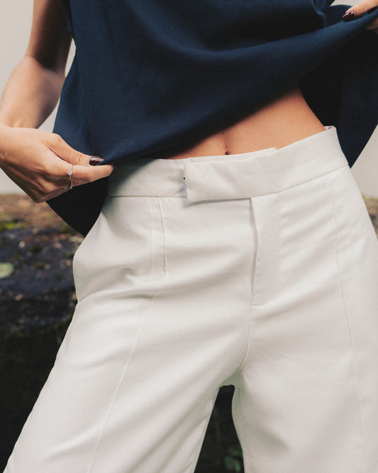 White Pleated Pants